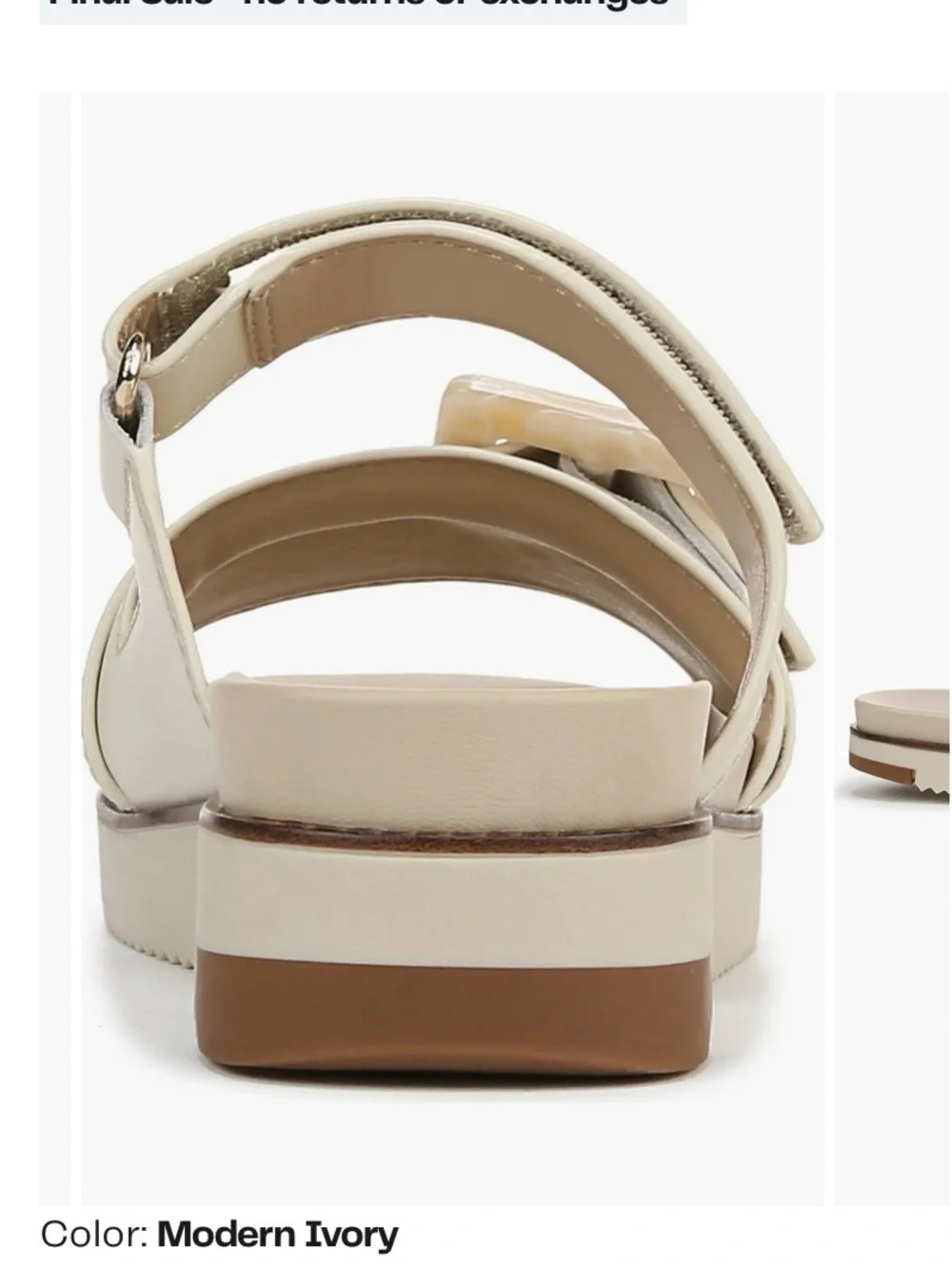 Sam Edelman Leather Adrianna Two Strap Ivory Buckle Slide Sandals
